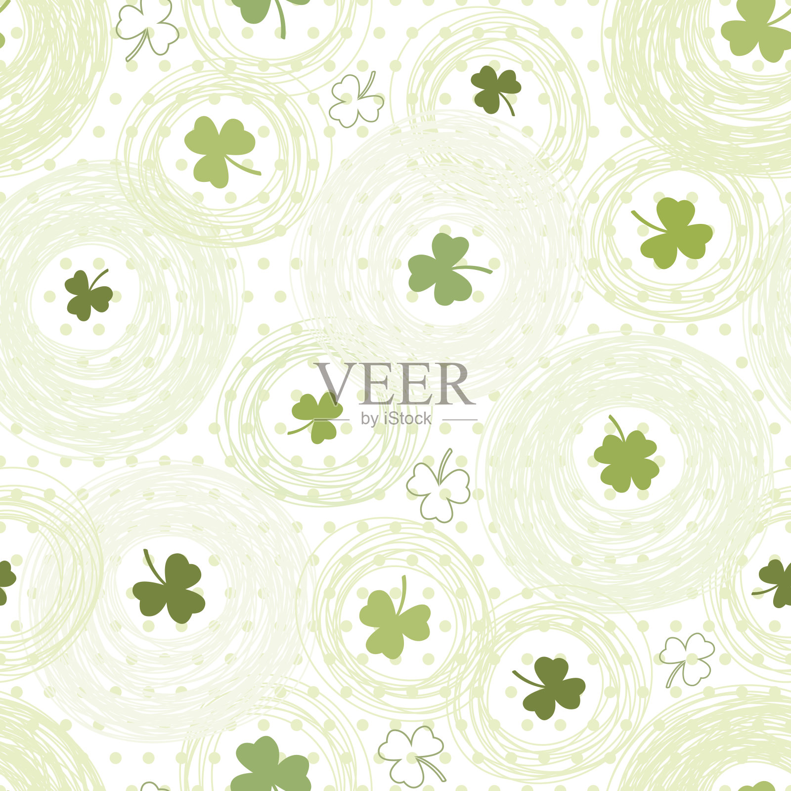 无缝模式与三叶草在波尔卡点的背景插画图片素材
