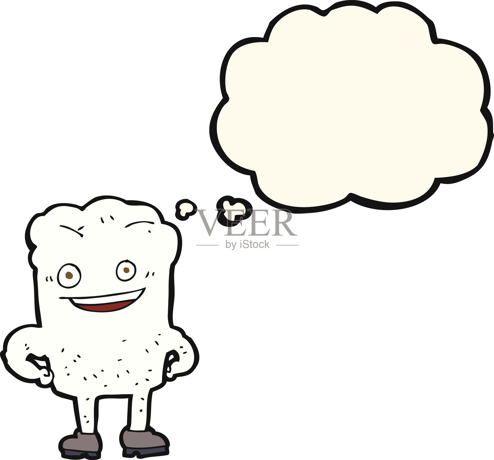 卡通牙齿看自鸣得意与思想泡沫插画图片素材