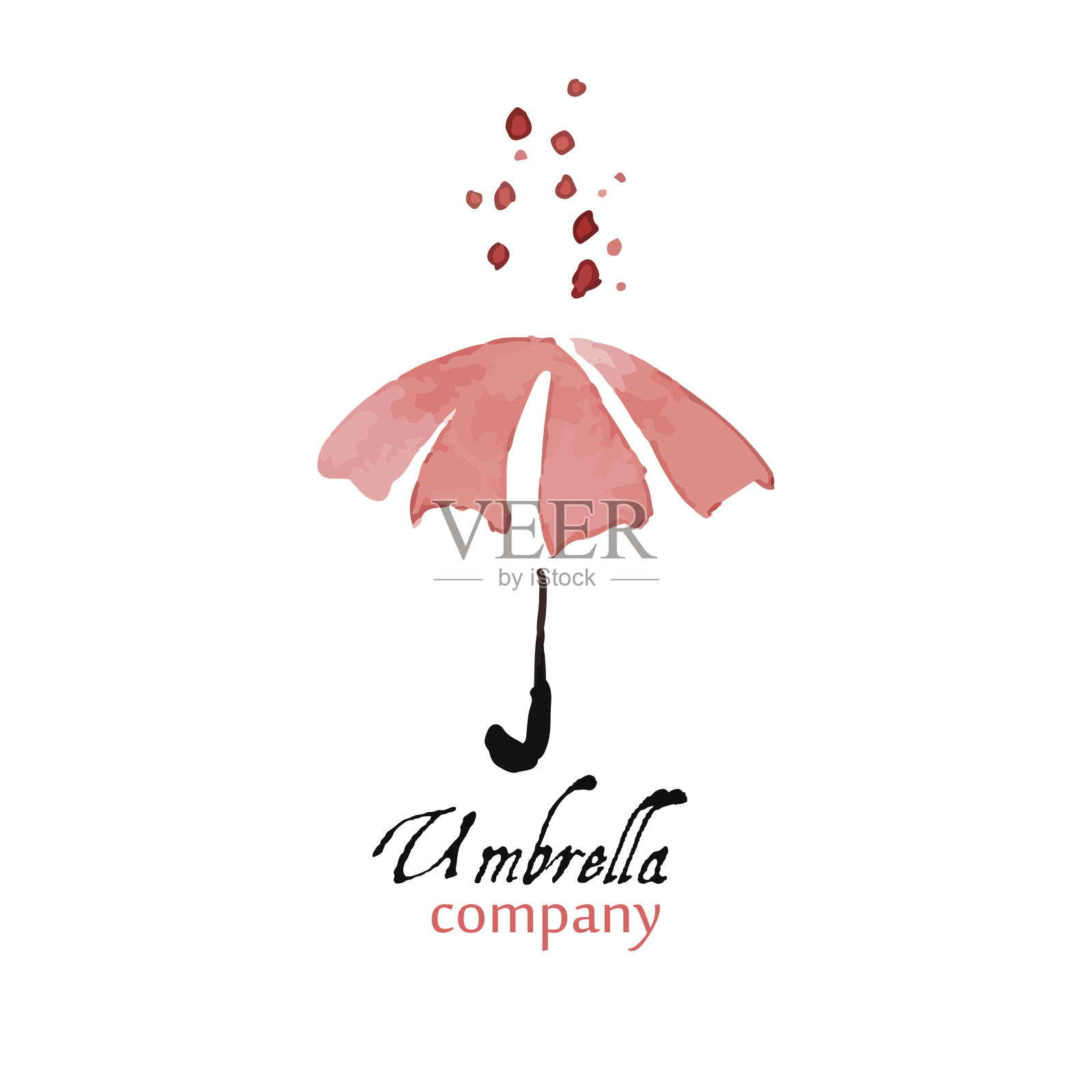 设计元素粉红伞滴插画图片素材