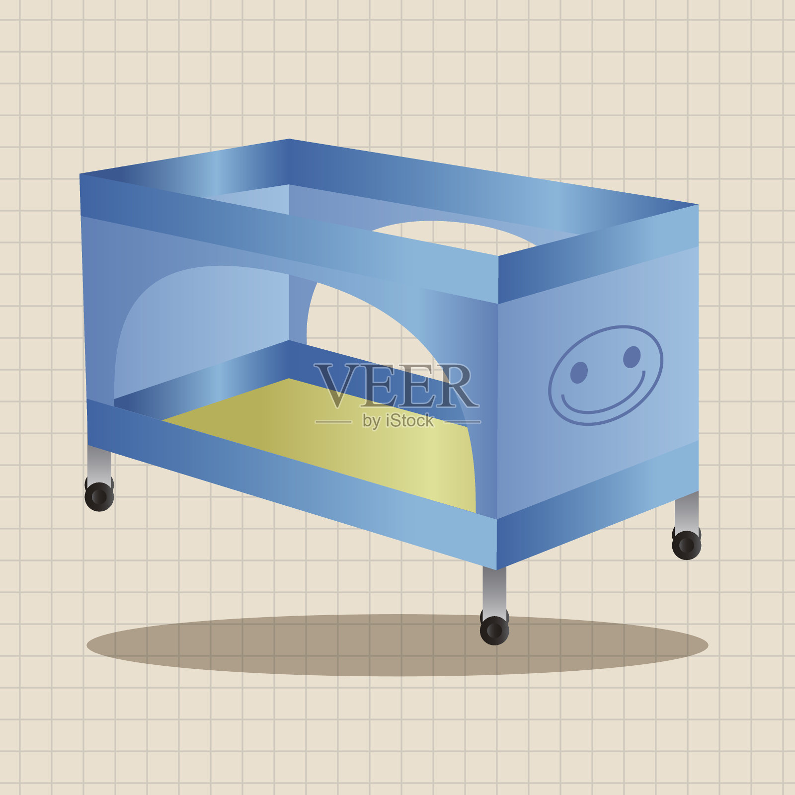 婴儿床主题元素插画图片素材