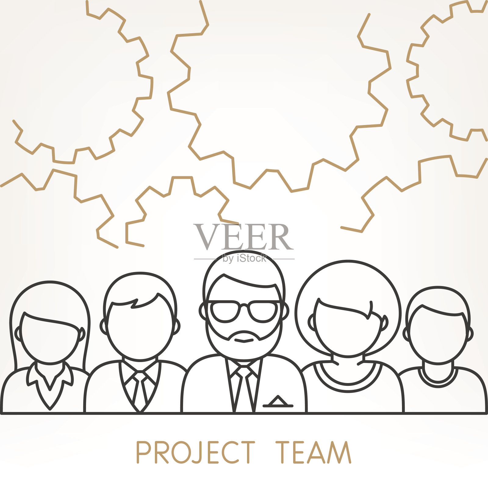 团队齿轮概念-矢量插图。插画图片素材