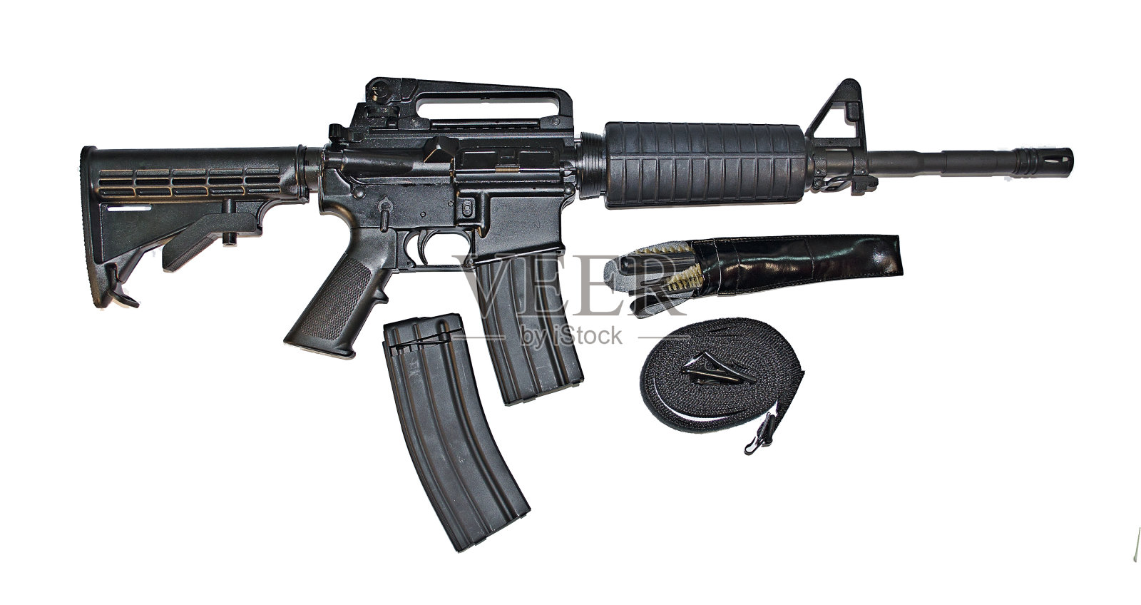 美国陆军的卡宾枪在白色背景上被孤立照片摄影图片