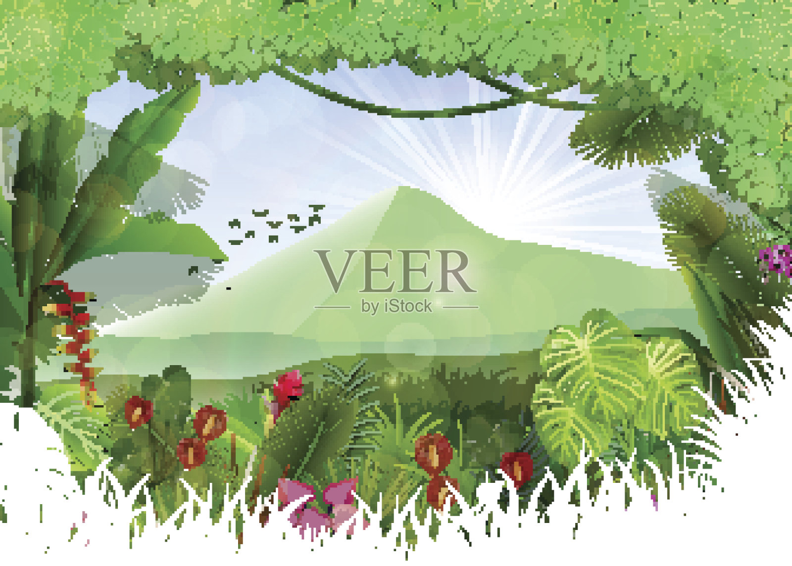 热带背景漂亮插画图片素材