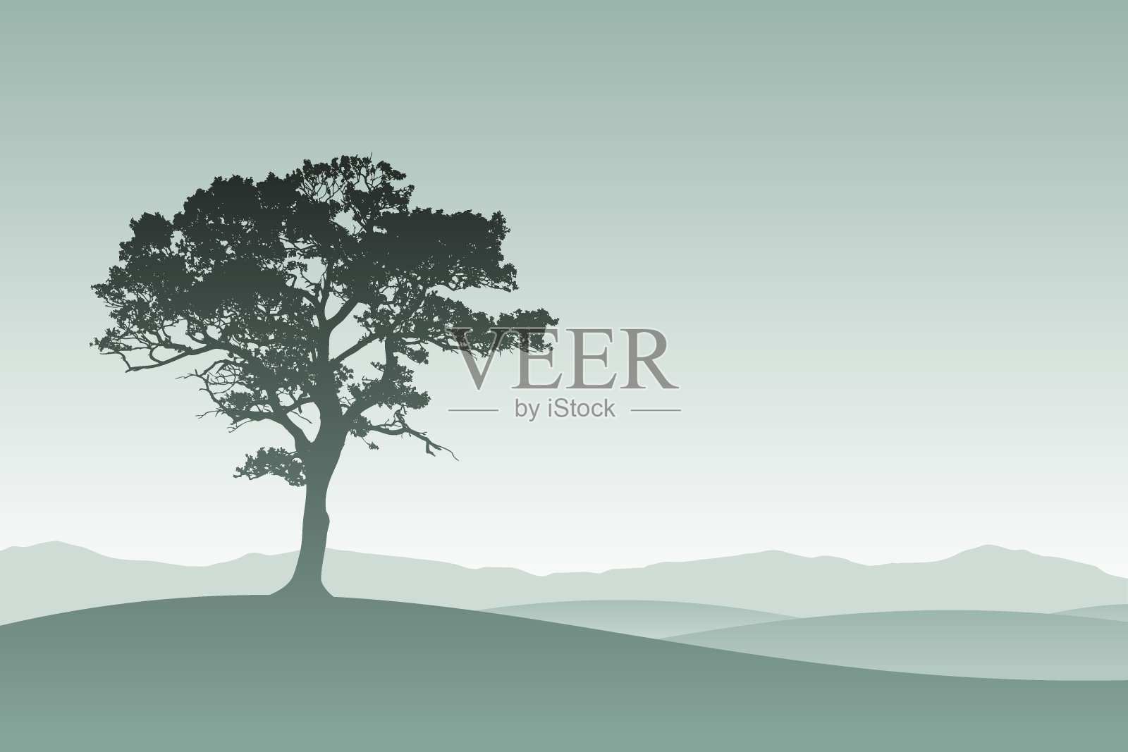 孤独的树插画图片素材