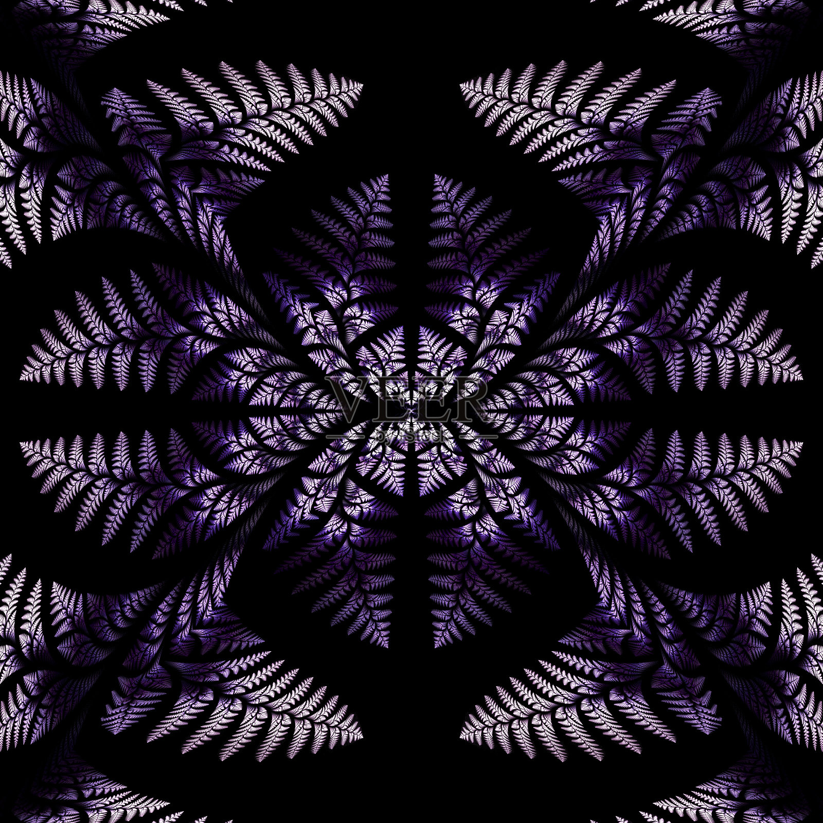 难以置信的对称图案的叶子在紫色。插画图片素材