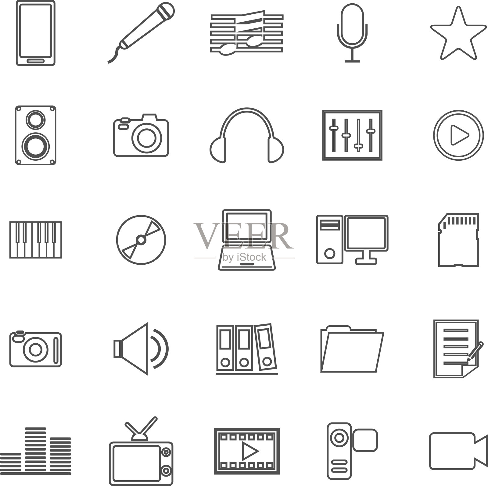 媒体线在白色背景上图标素材