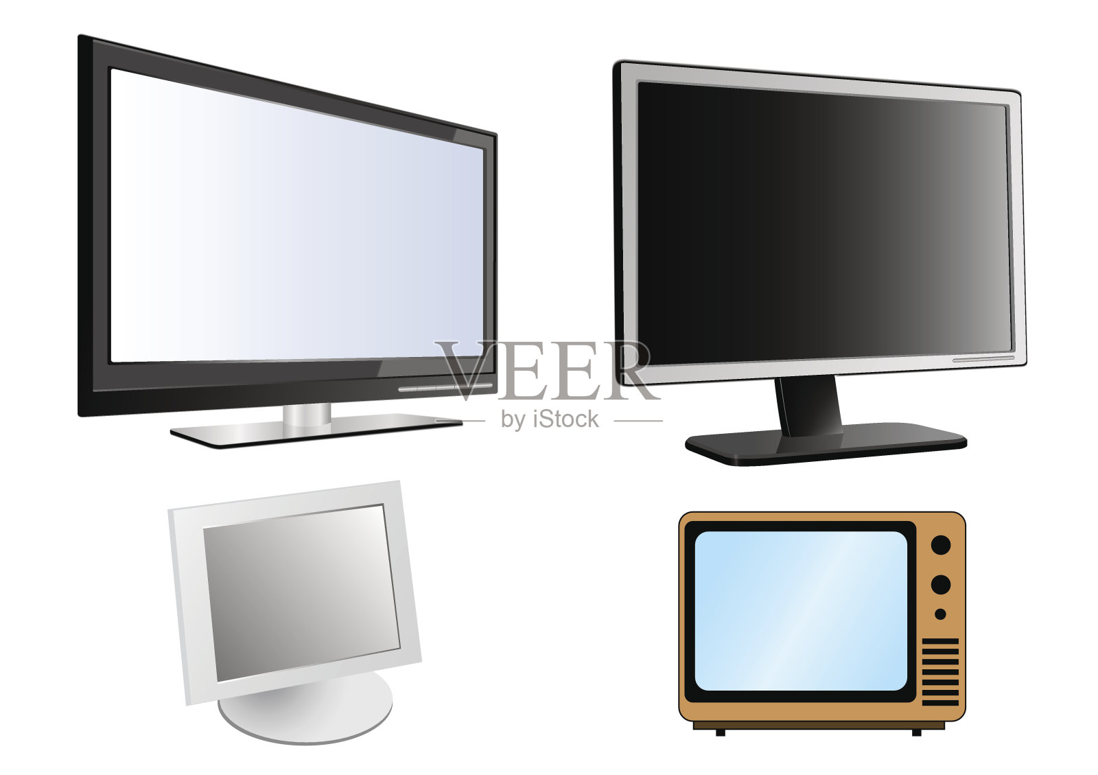 液晶显示器和电视图标设计元素图片