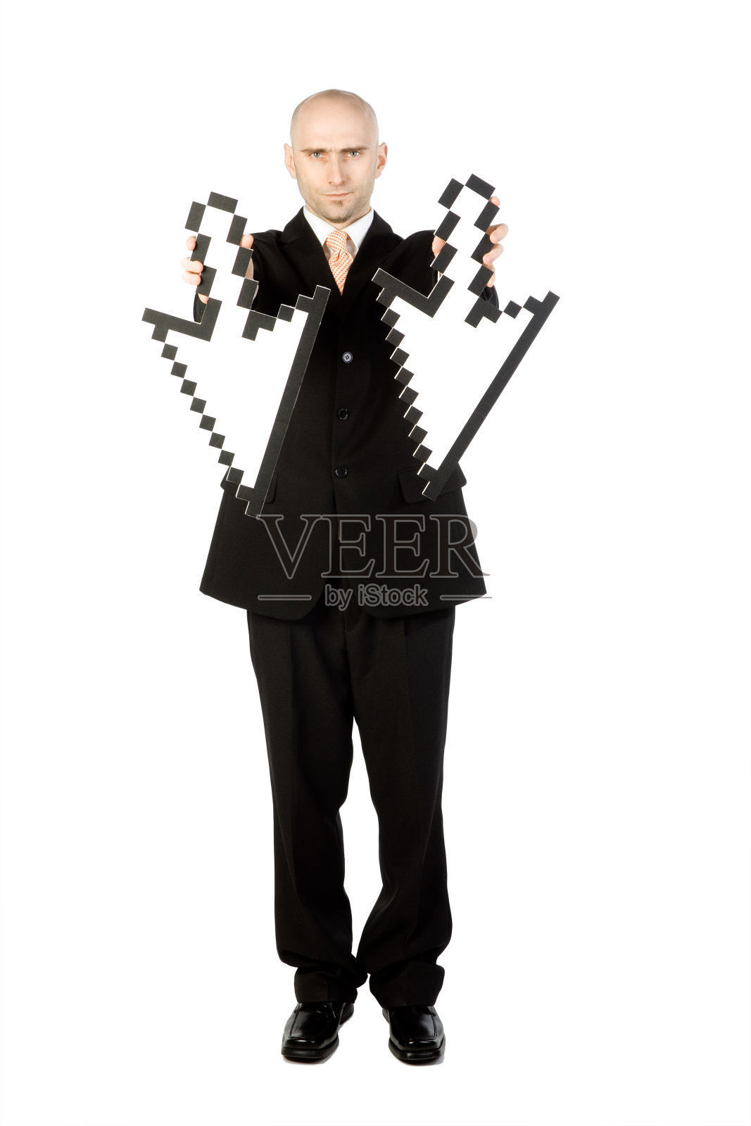 箭头朝下的男人照片摄影图片