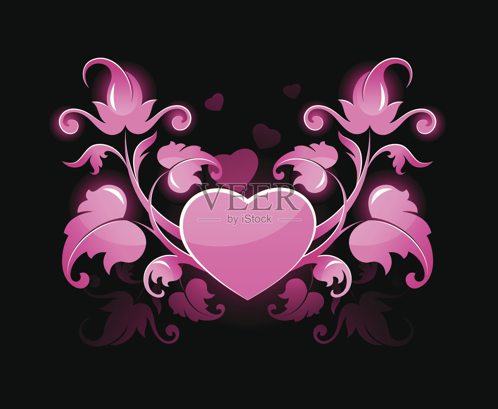 带心形的花卉抽象插画图片素材