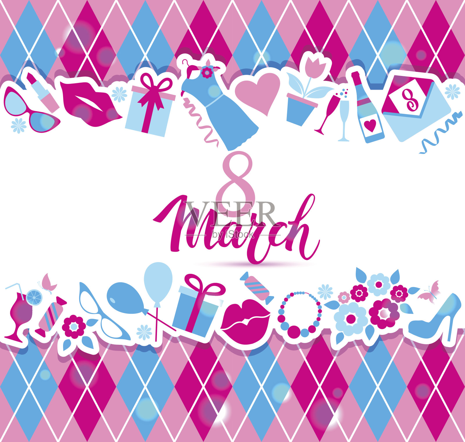 8三月向量卡的图标。插画图片素材