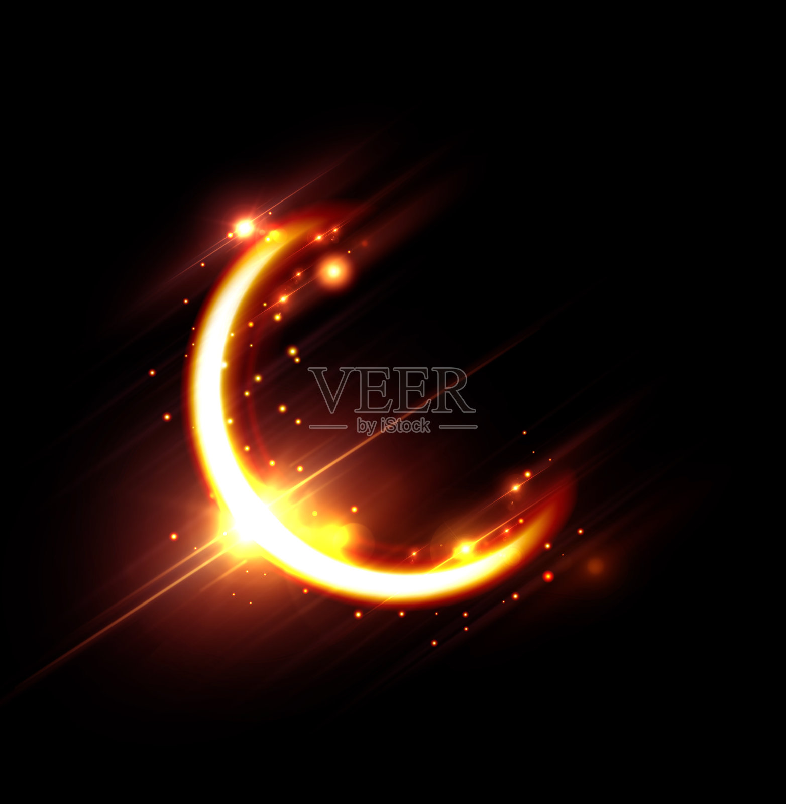 有月亮和闪光的斋月卡里姆卡插画图片素材