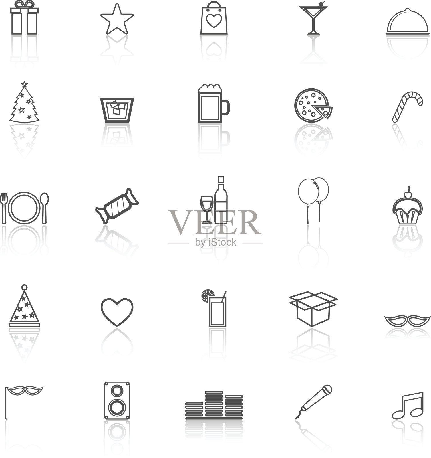 在白色背景上反射的政党线图标图标素材