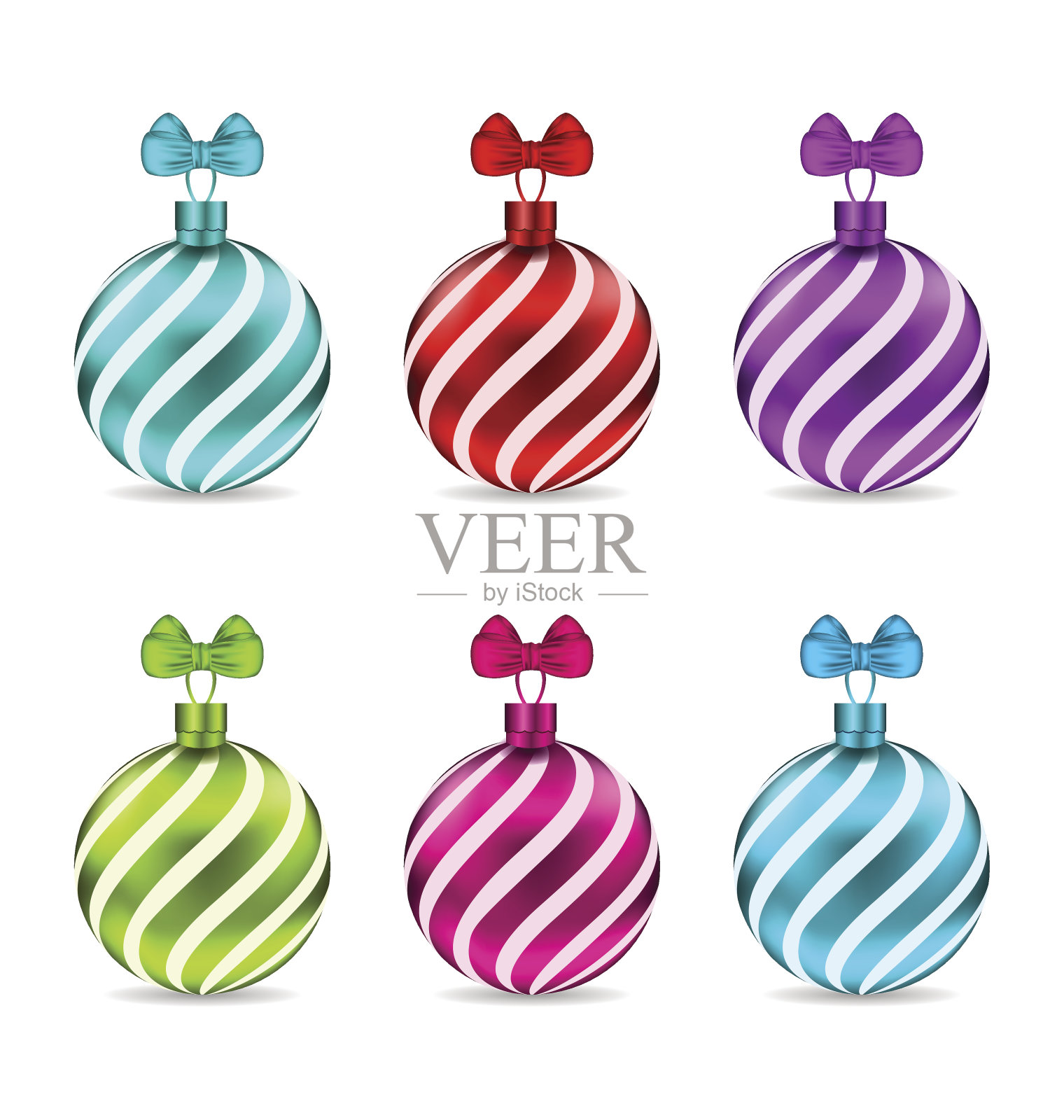 设置圣诞节彩色玻璃球插画图片素材