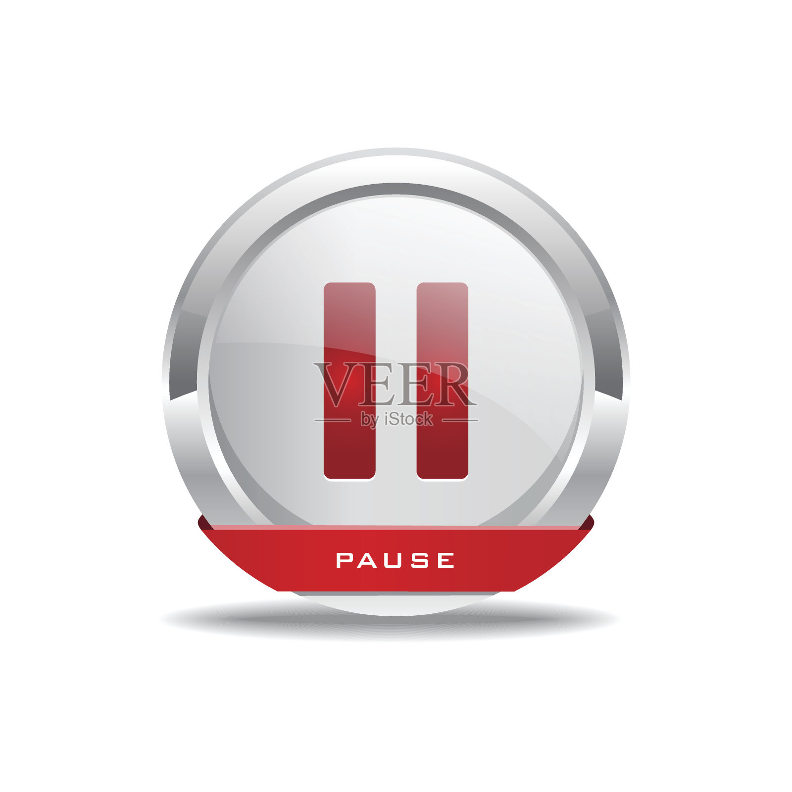 暂停圆形矢量红色网页图标按钮设计元素图片