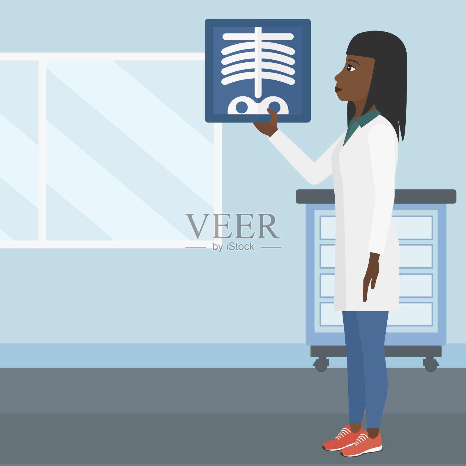 医生检查x光照片插画图片素材