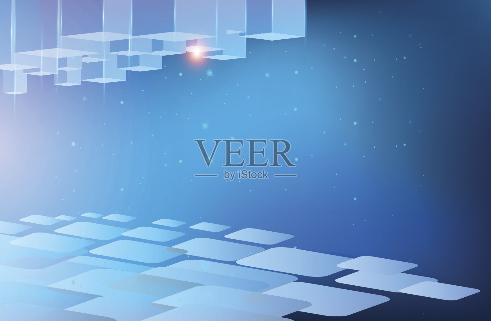 空间蓝色背景上的正方形插画图片素材