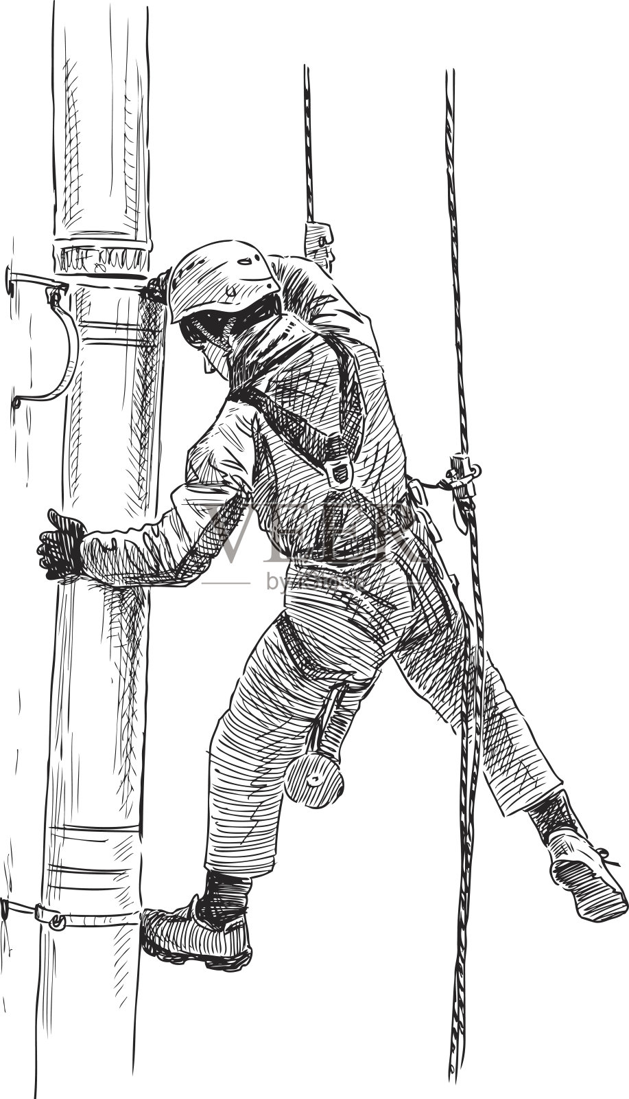 工人高空作业工人插画图片素材