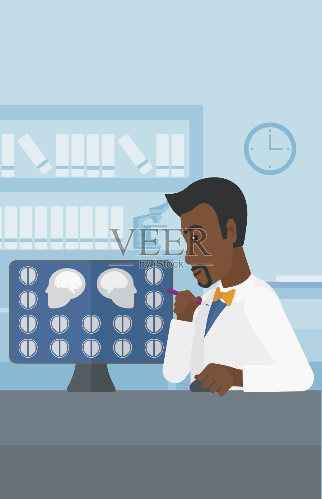 医生检查MRI结果插画图片素材