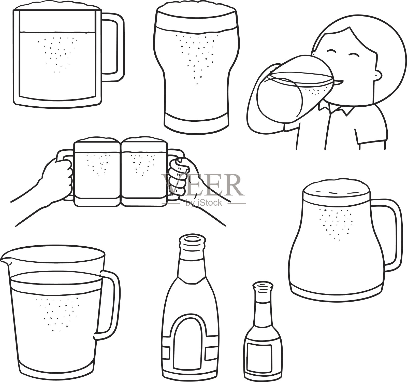 向量啤酒组插画图片素材