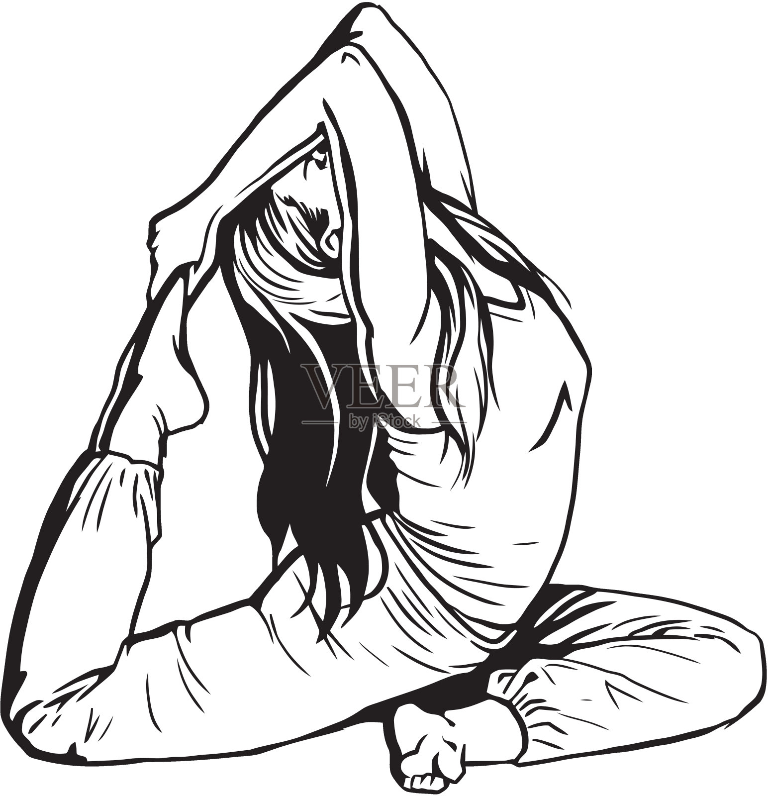 女孩做伸展-矢量插图插画图片素材