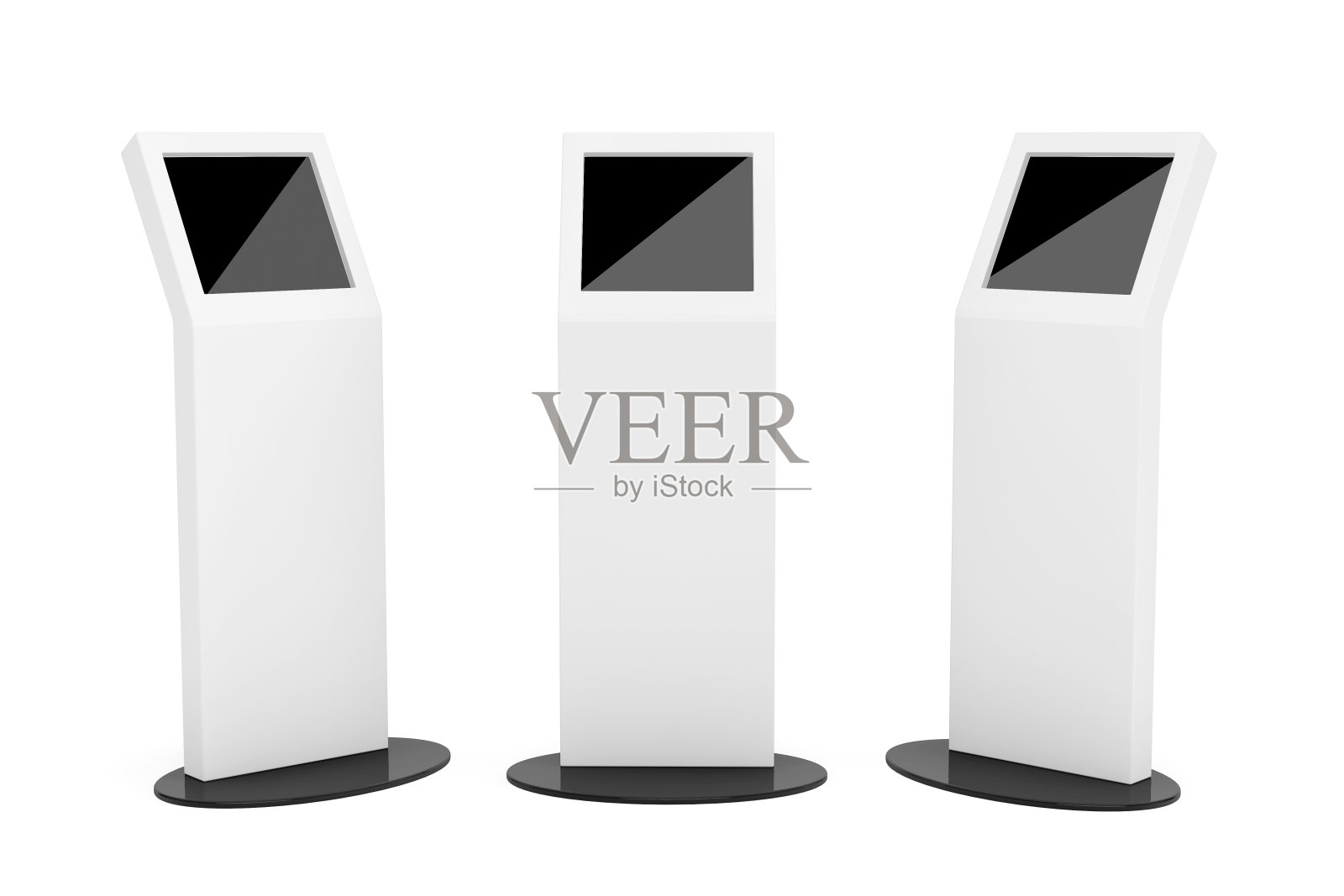 白色信息站与触摸屏显示照片摄影图片