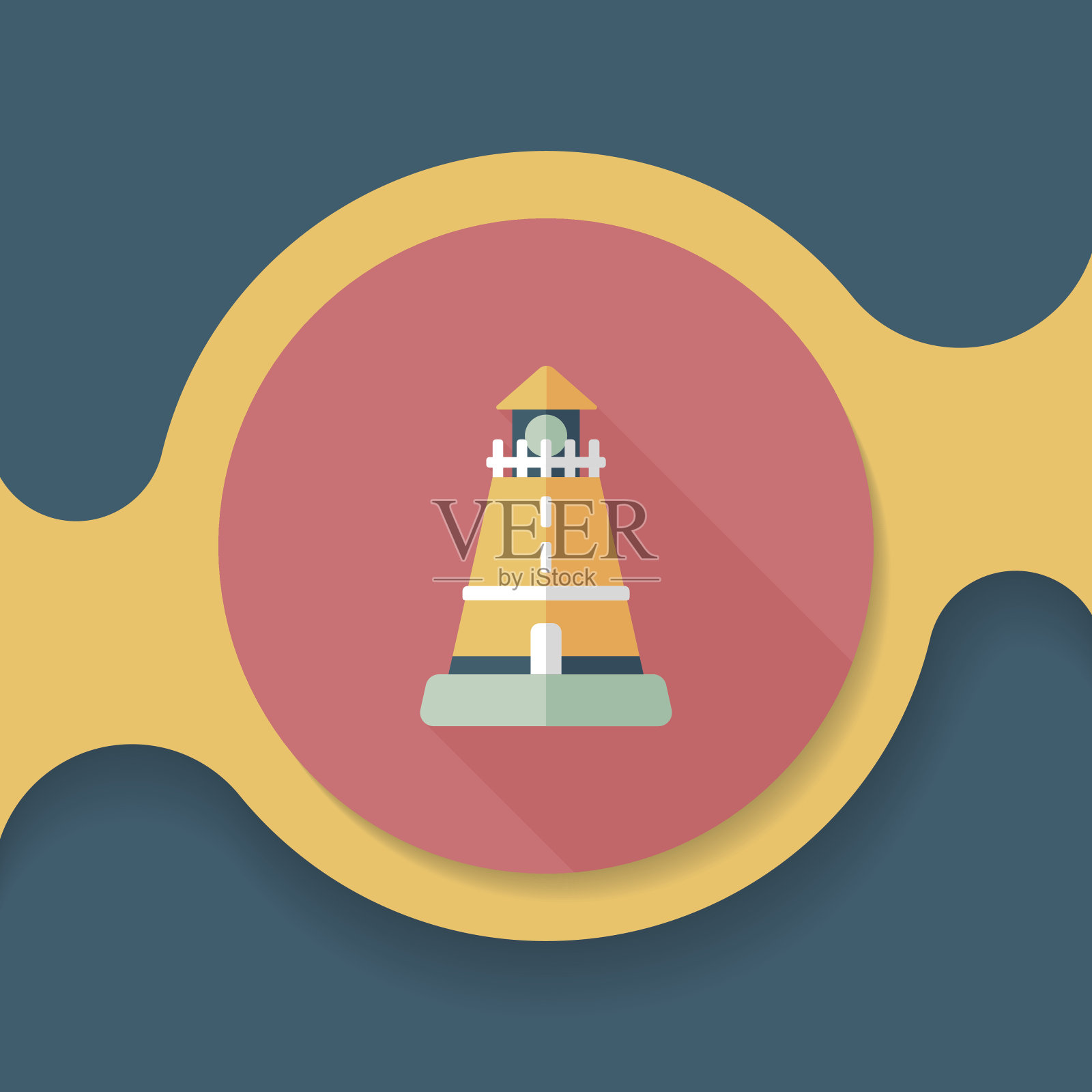 灯塔平面图标与长影子，eps10图标素材