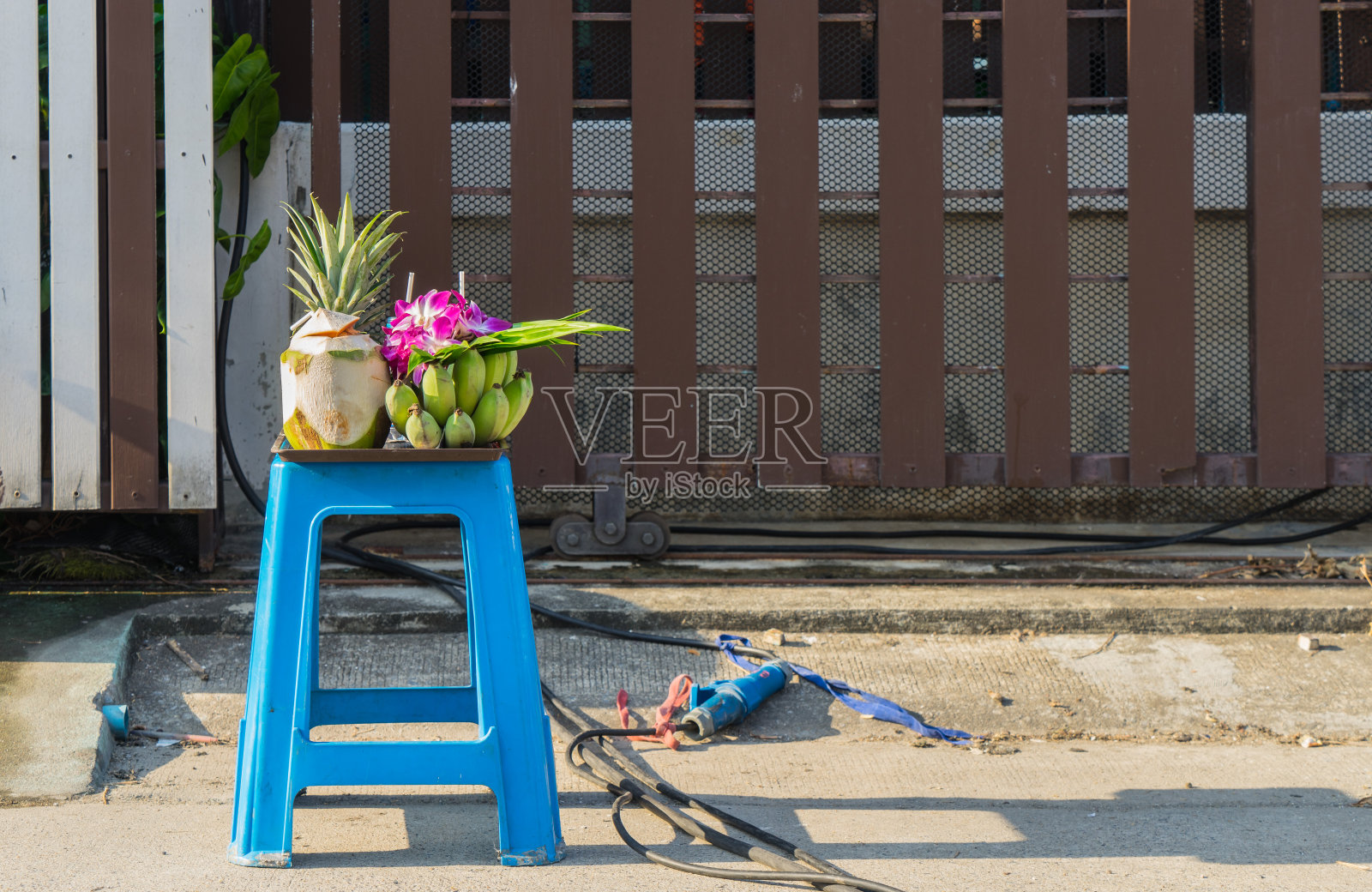 印度教中为泰国家庭精神提供的食物照片摄影图片