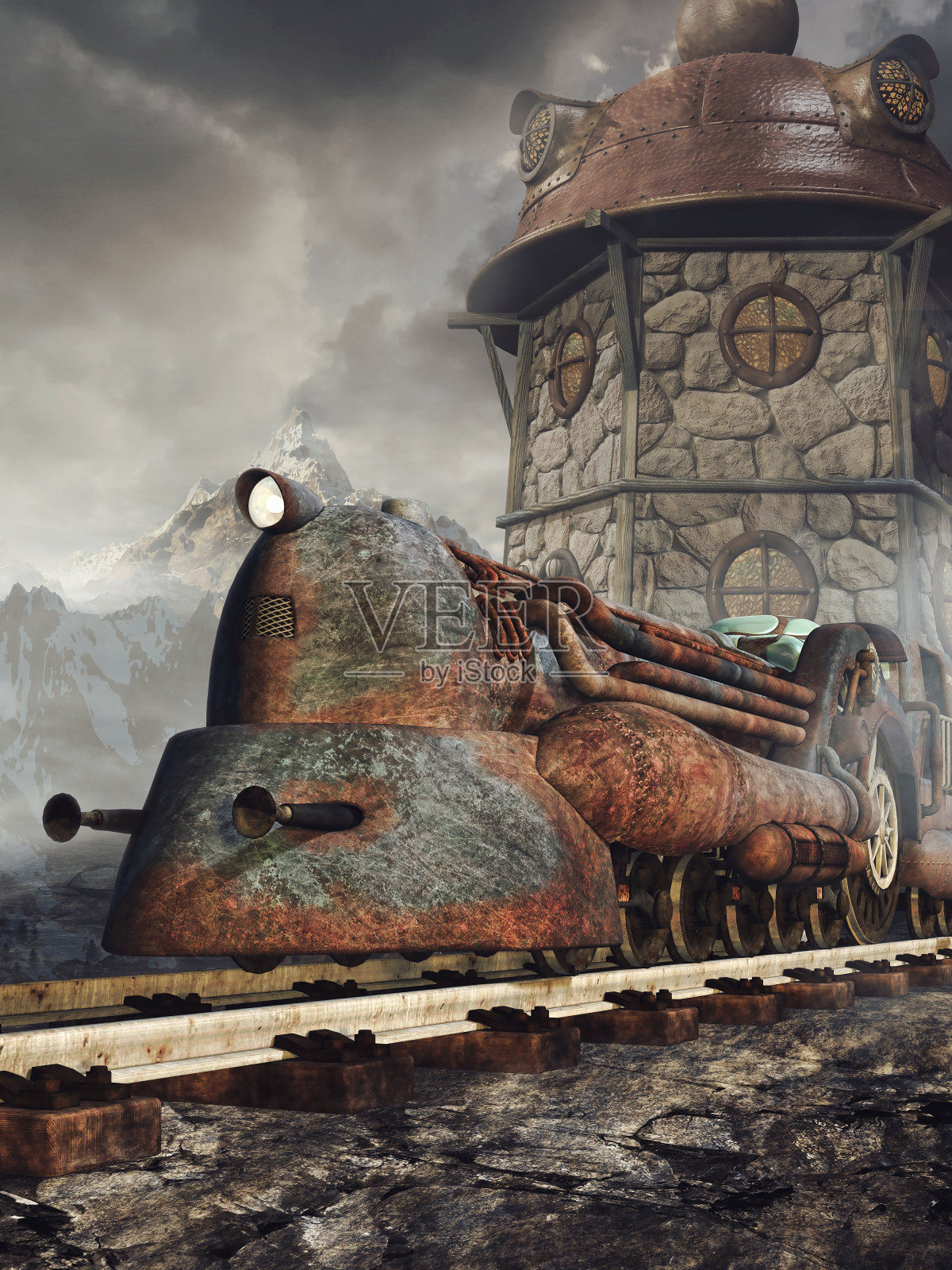 机车、塔架生锈照片摄影图片