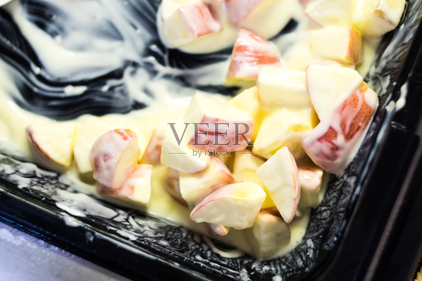 苹果沙拉酱。照片摄影图片