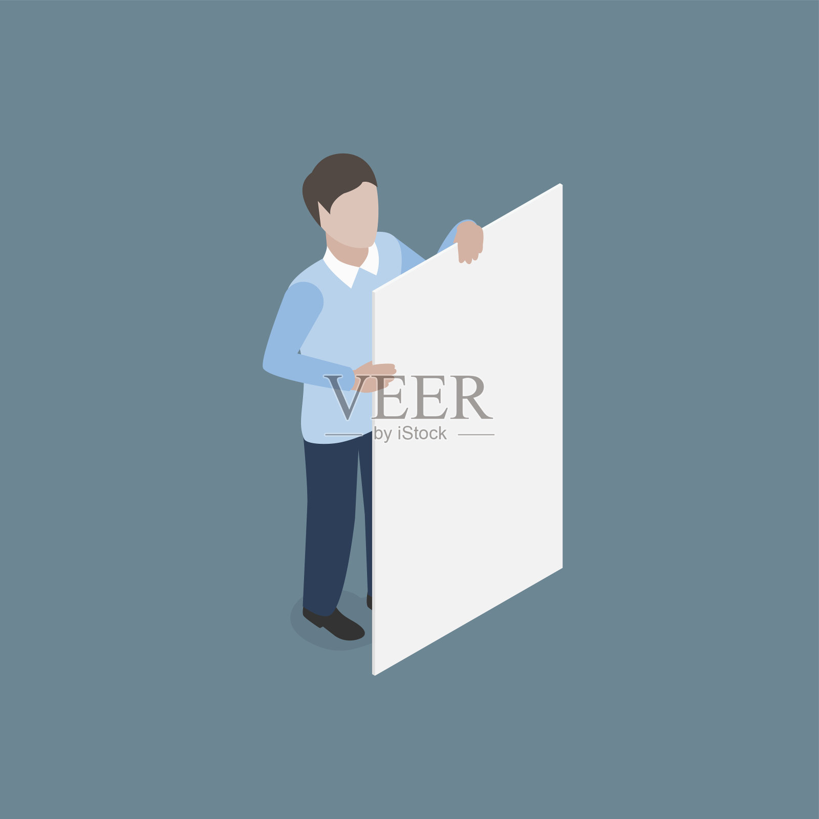 手持白旗的男子插画图片素材