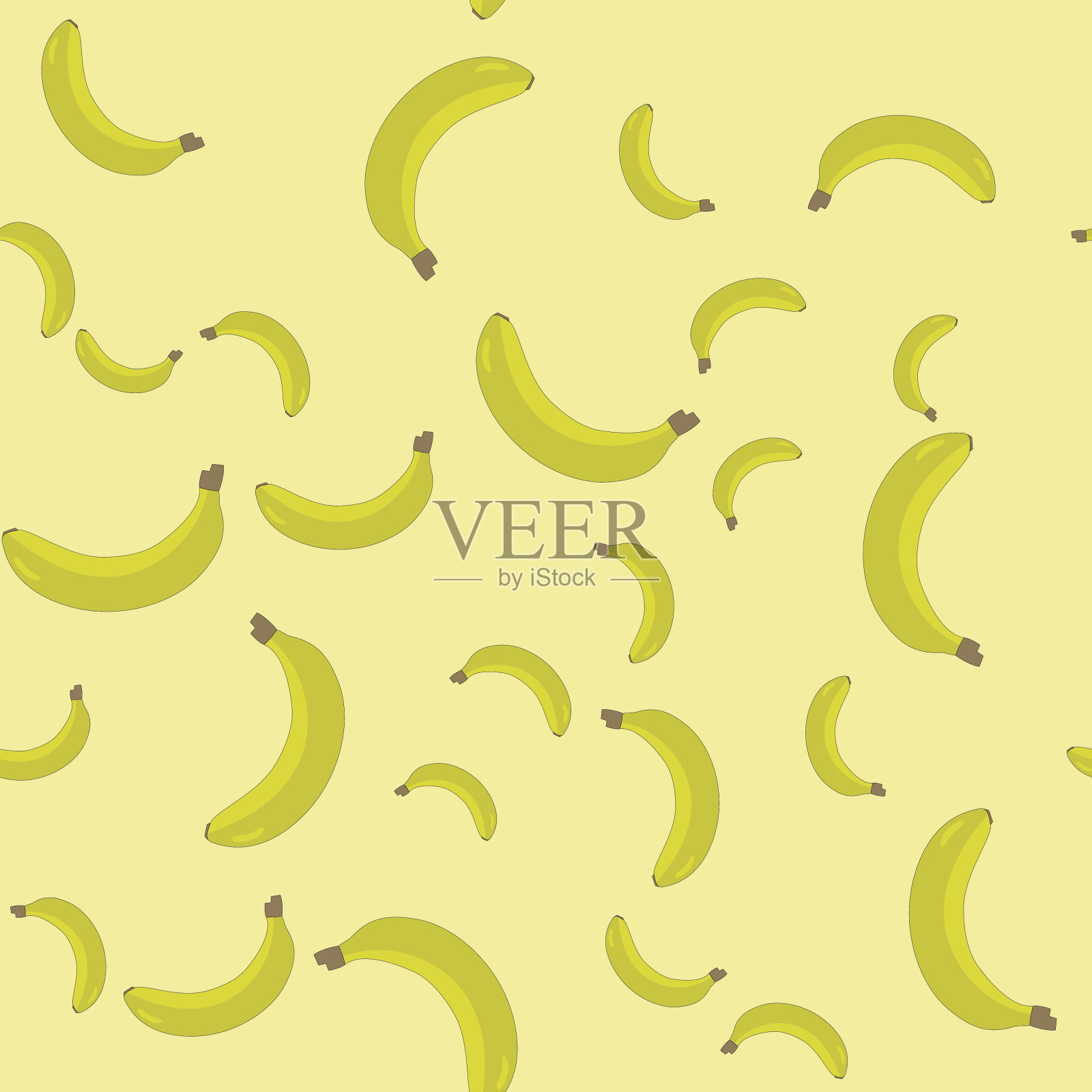 无缝图案与卡通香蕉。水果重复背景。无尽的打印插画图片素材