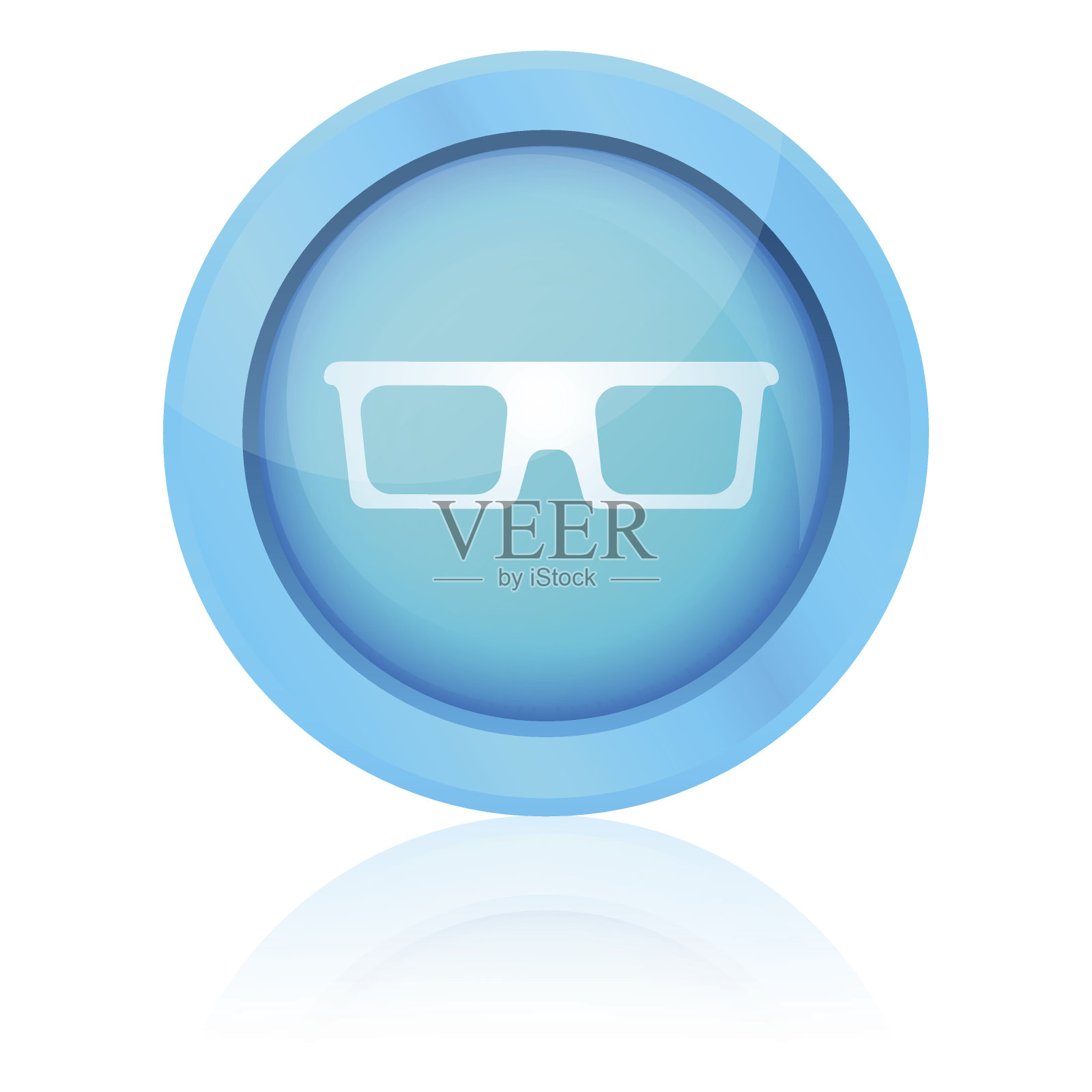 蓝色反光眼镜图标插画图片素材