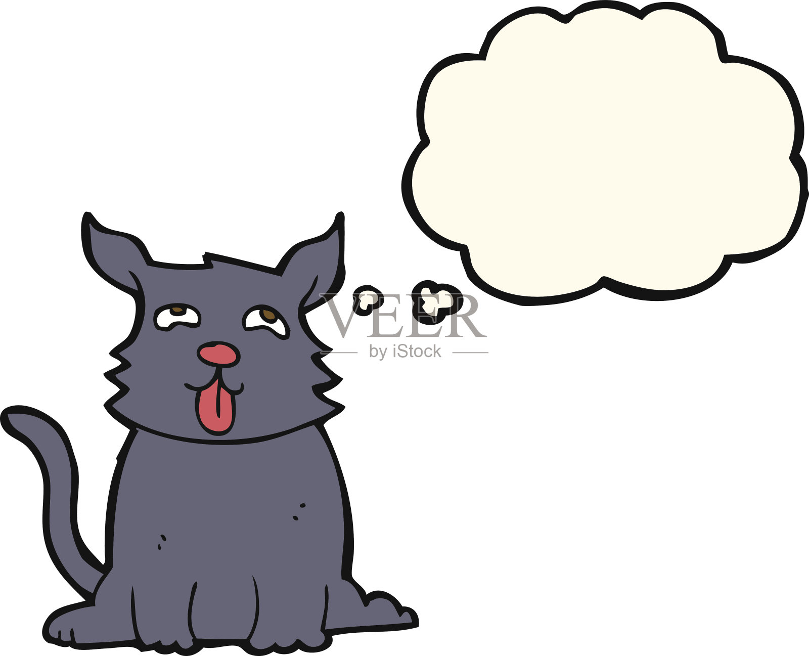 卡通快乐的狗与思想泡泡设计元素图片