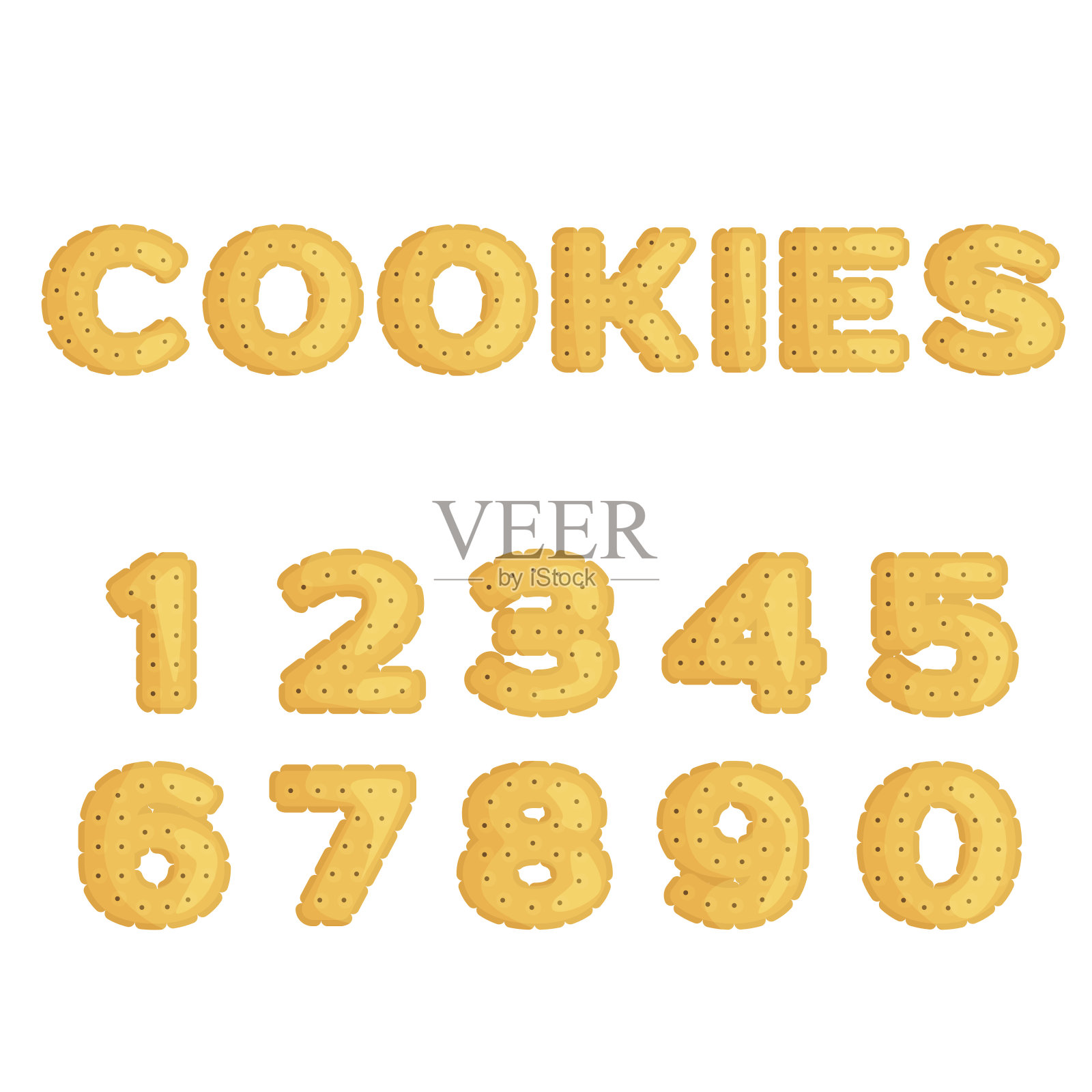 扁平设计的饼干制成的数字插画图片素材