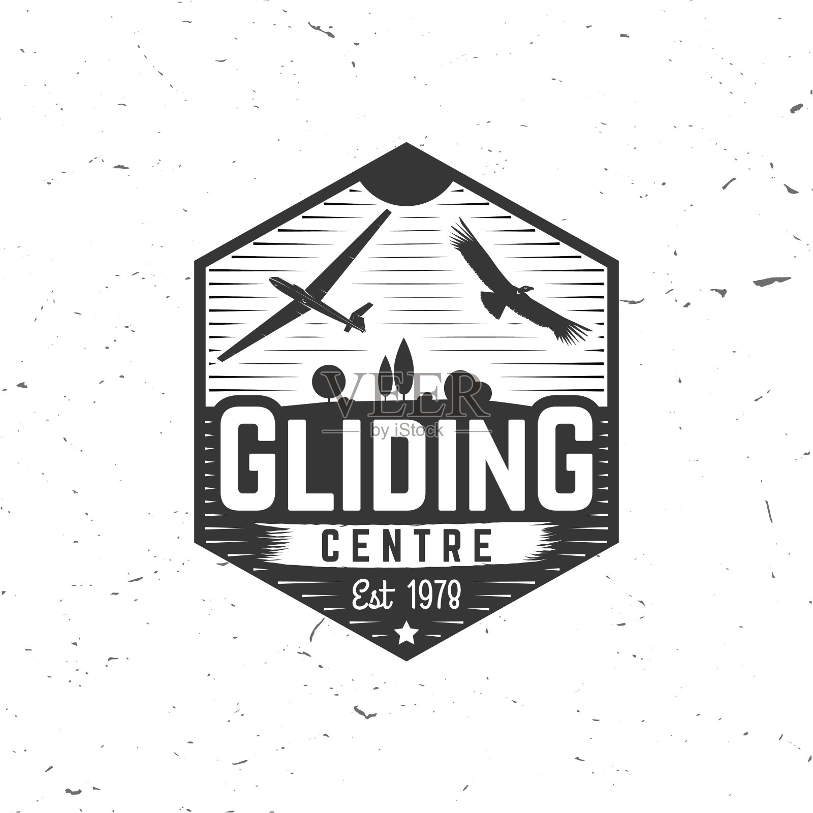 向量滑翔俱乐部复古徽章设计元素图片