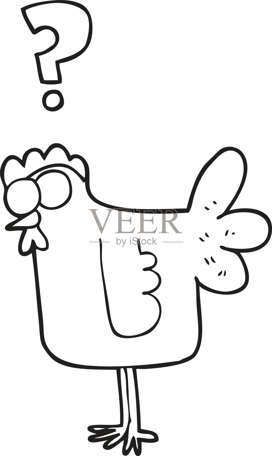 黑白卡通迷惑鸡设计元素图片