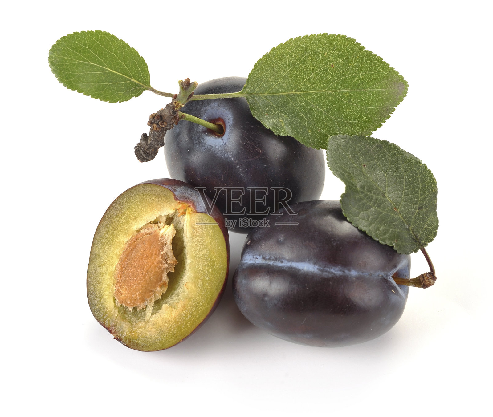 桃子和树叶照片摄影图片