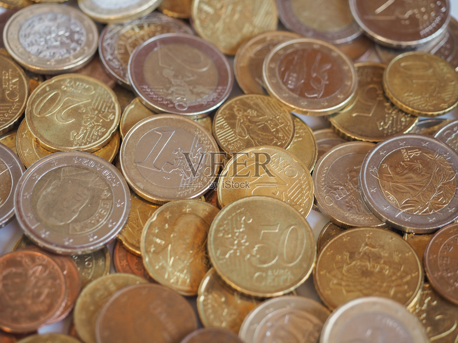 欧元硬币的背景照片摄影图片