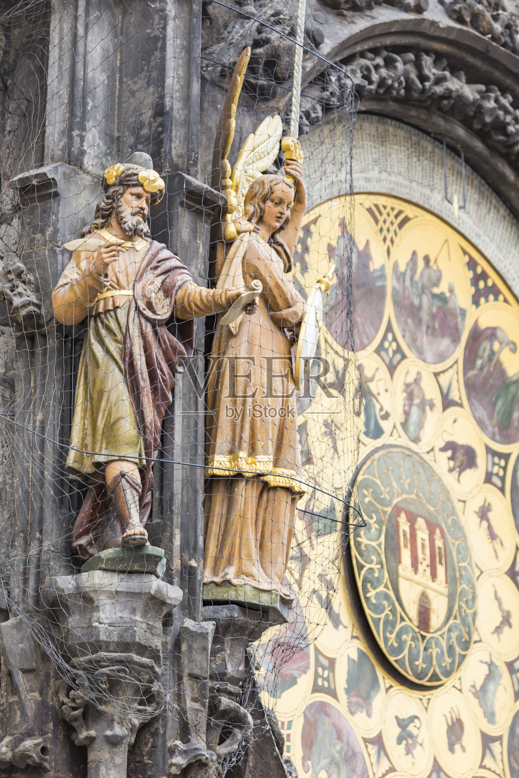 布拉格天文钟的细节照片摄影图片