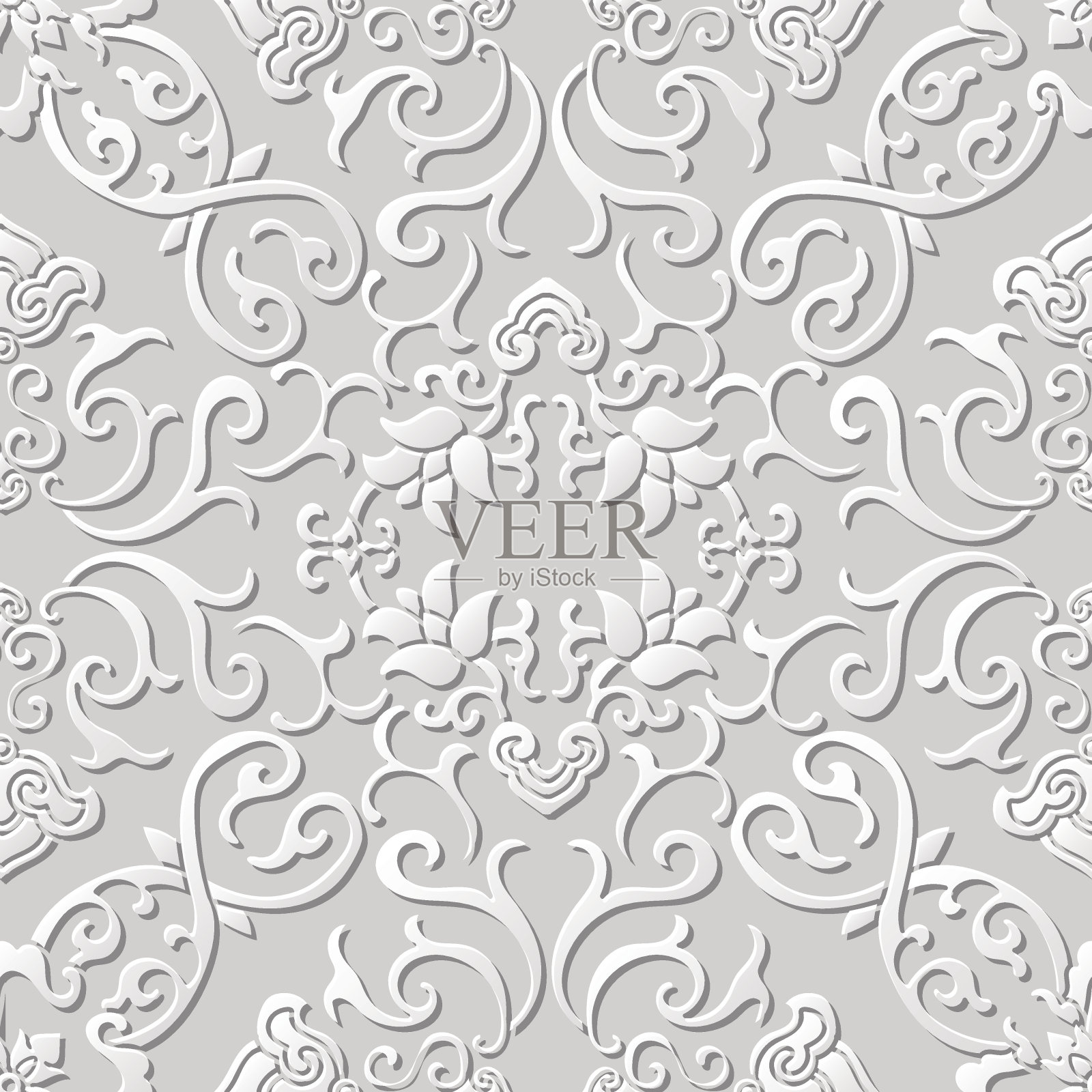 3D纸艺术图案十字螺旋藤花插画图片素材