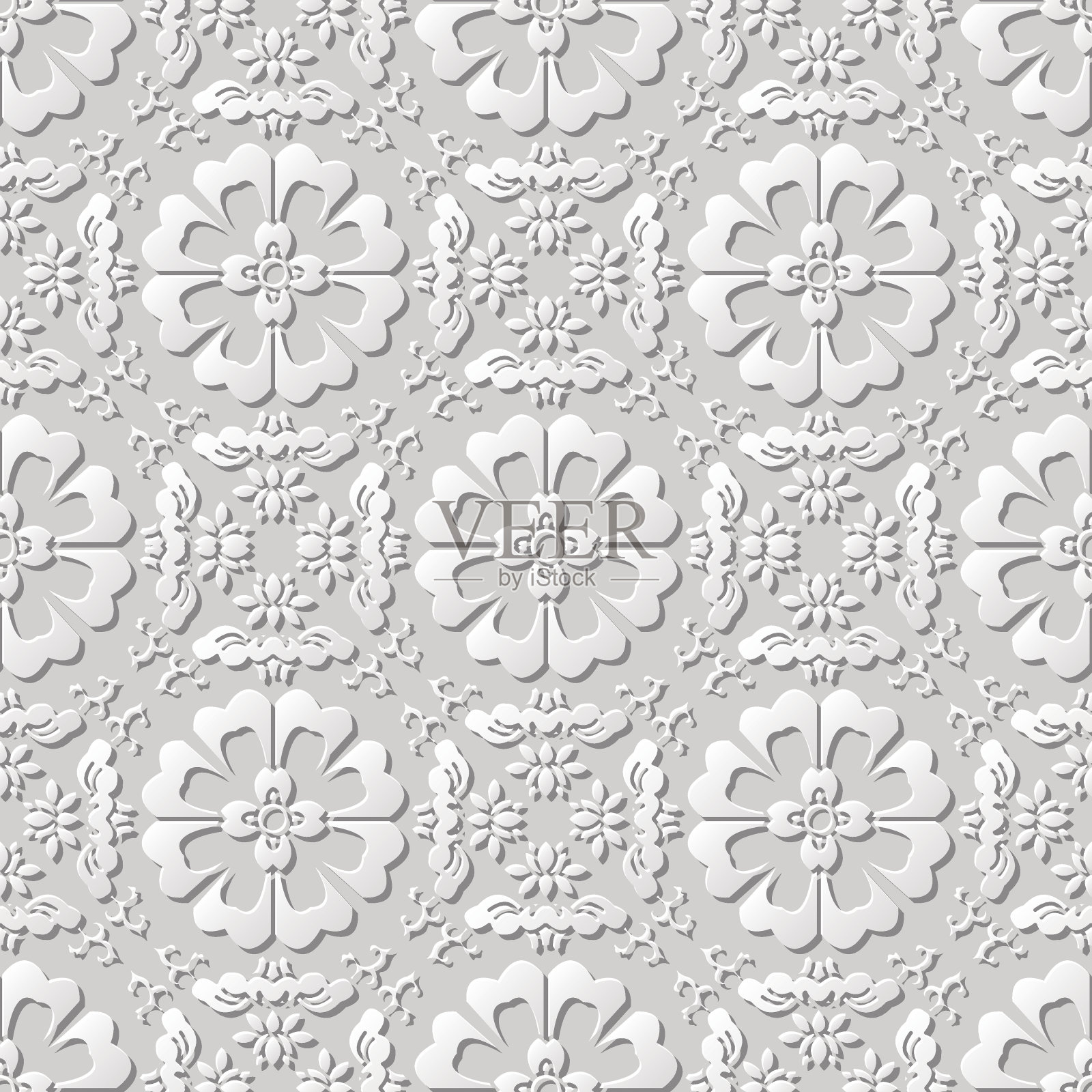 3D纸艺术图案十字螺旋圆形花筒插画图片素材