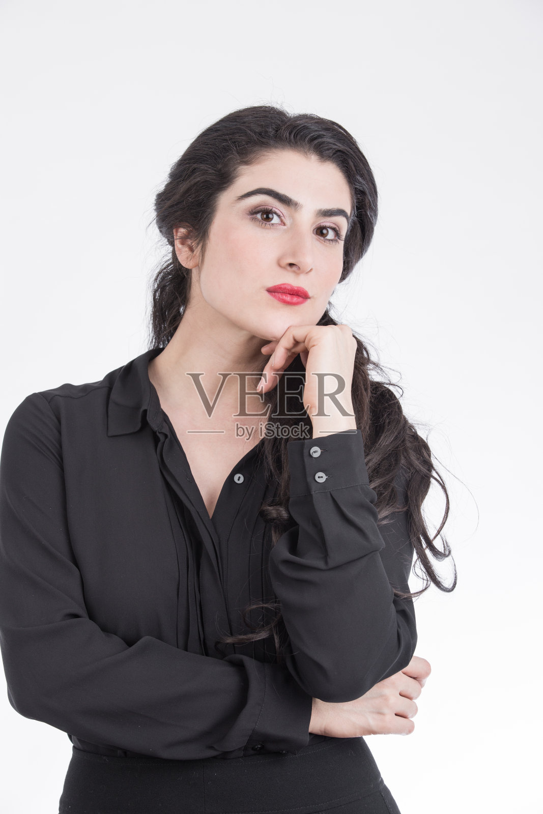 年轻的女商人孤立的肖像在白色的背景照片摄影图片