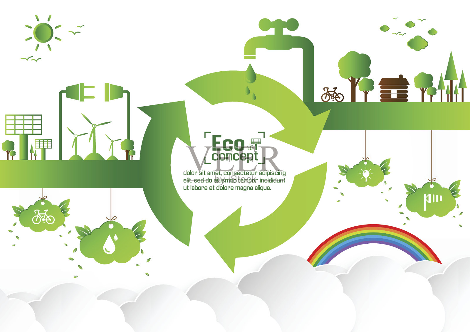 生态学的概念。保存世界矢量图插画图片素材