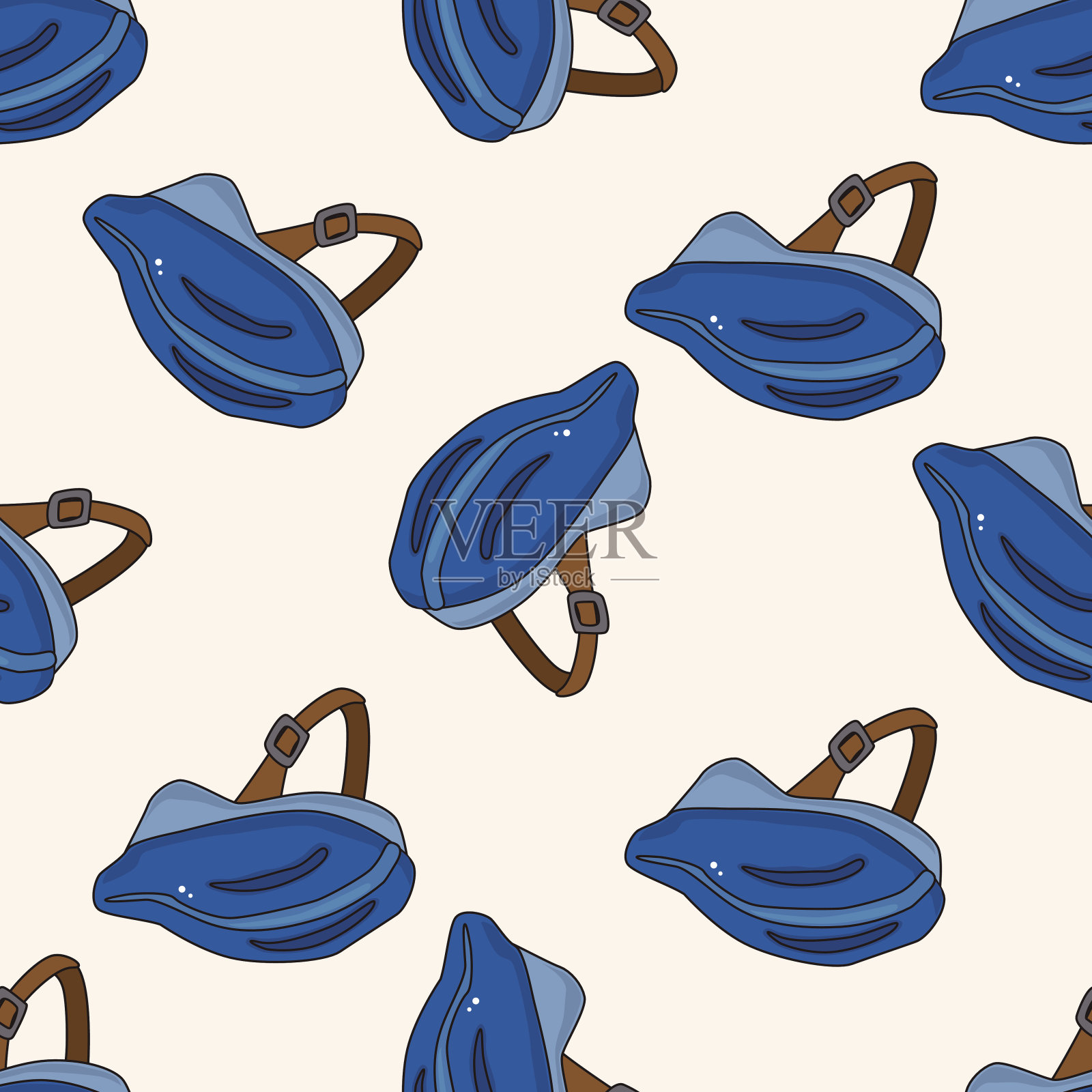 自行车设备，卡通无缝图案背景插画图片素材