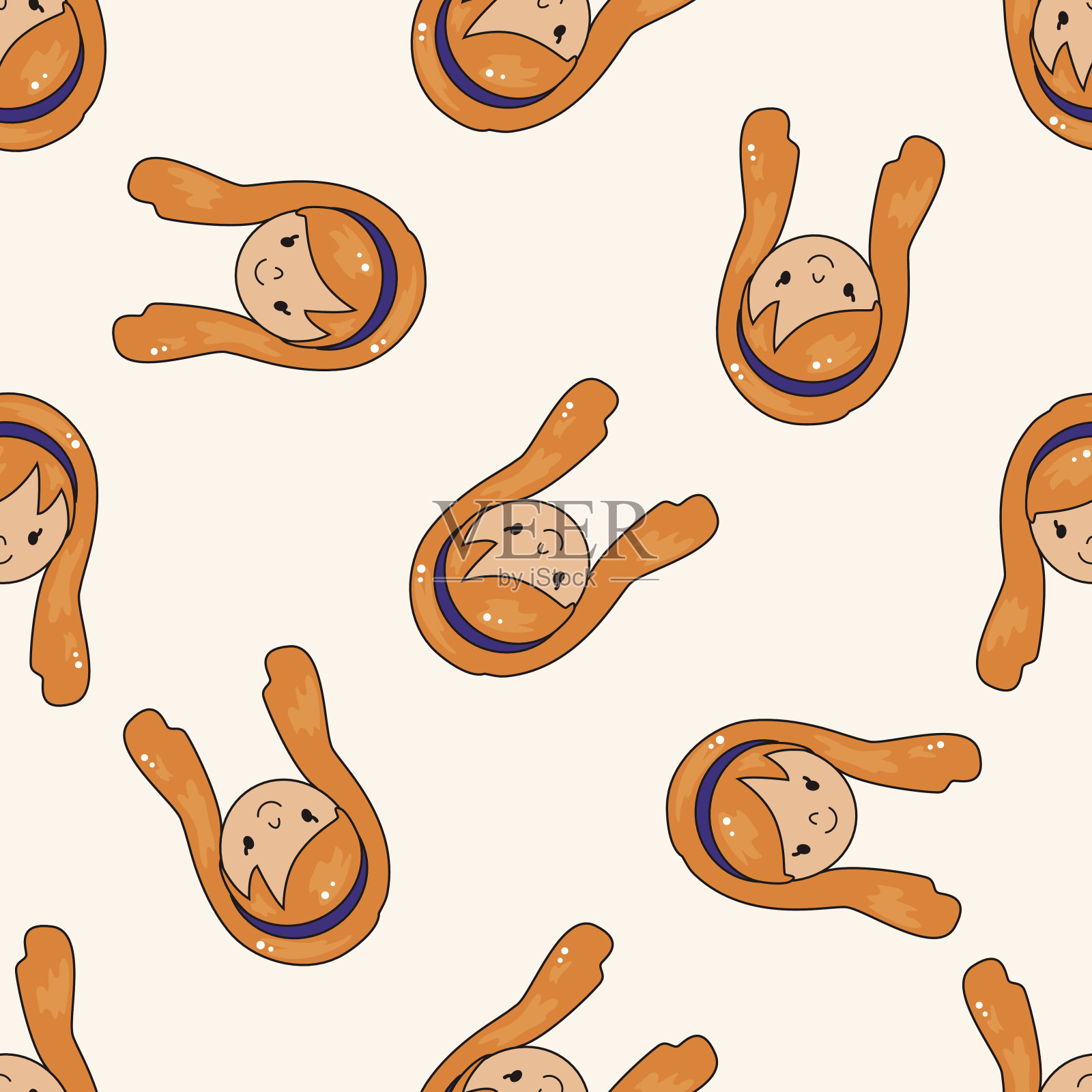 人脸性格，卡通无缝图案背景插画图片素材