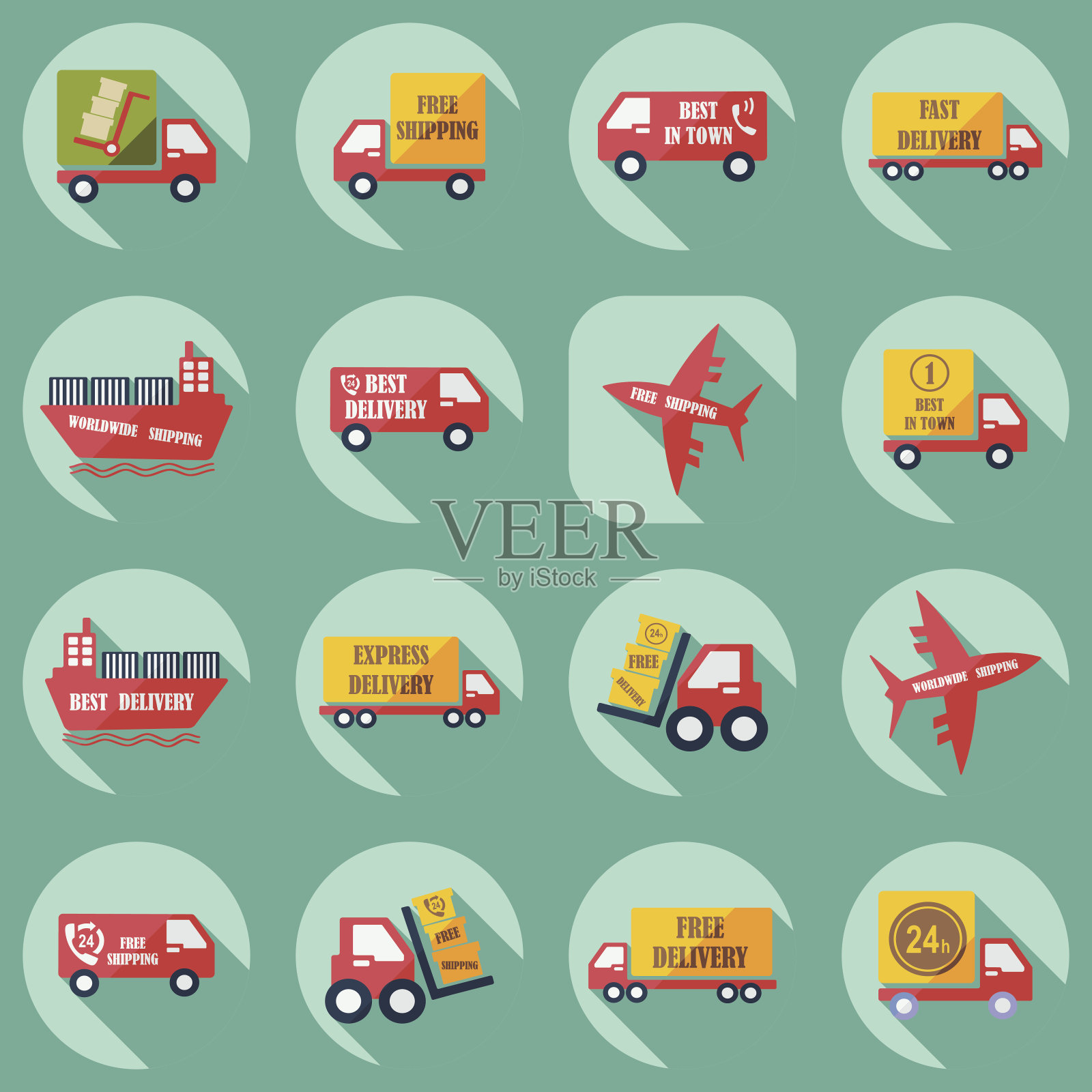 组装传输交付集收集的图标插画图片素材