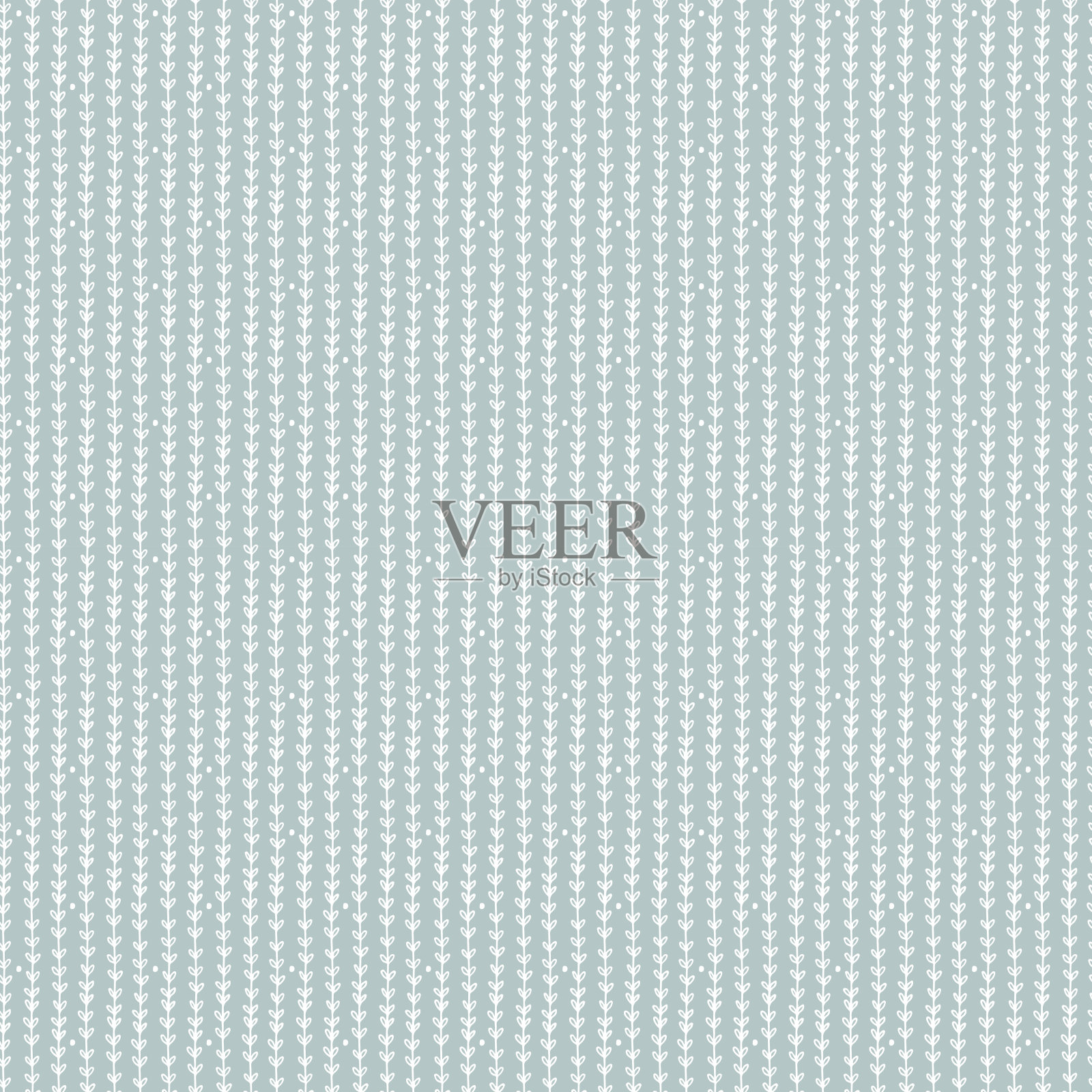 叶子。手绘涂鸦树叶。花卉无缝模式矢量插图。插画图片素材