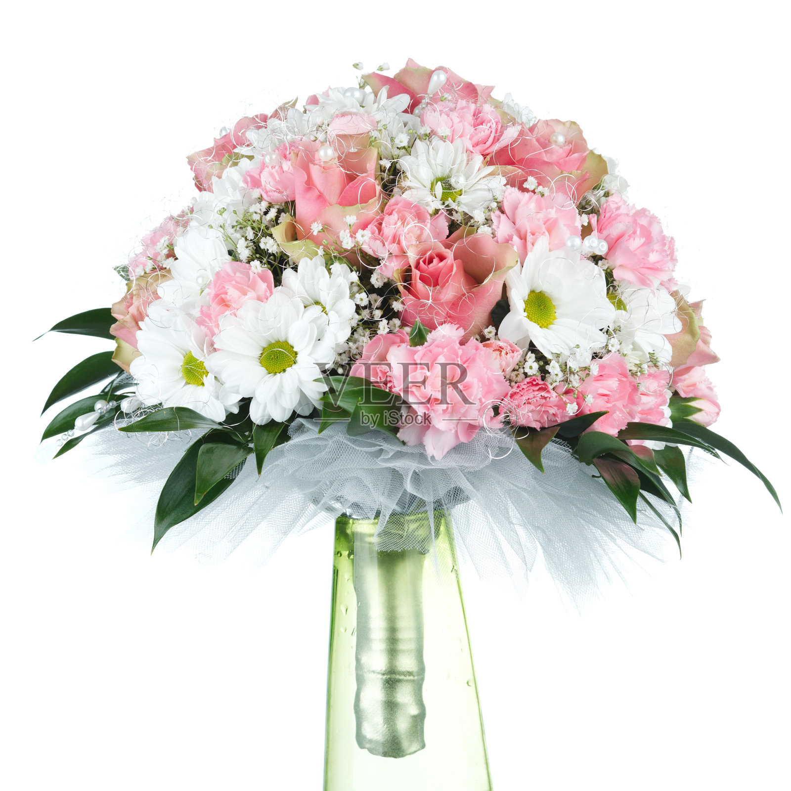 白色背景上的婚礼花束照片摄影图片