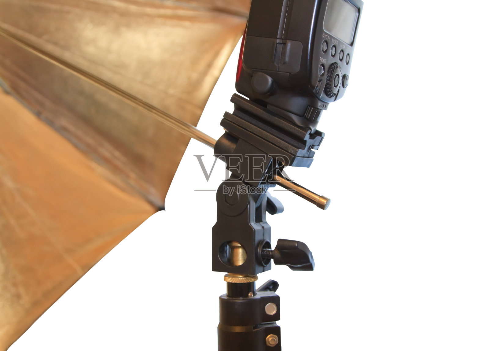 灯台上有闪光灯和雨伞照片摄影图片