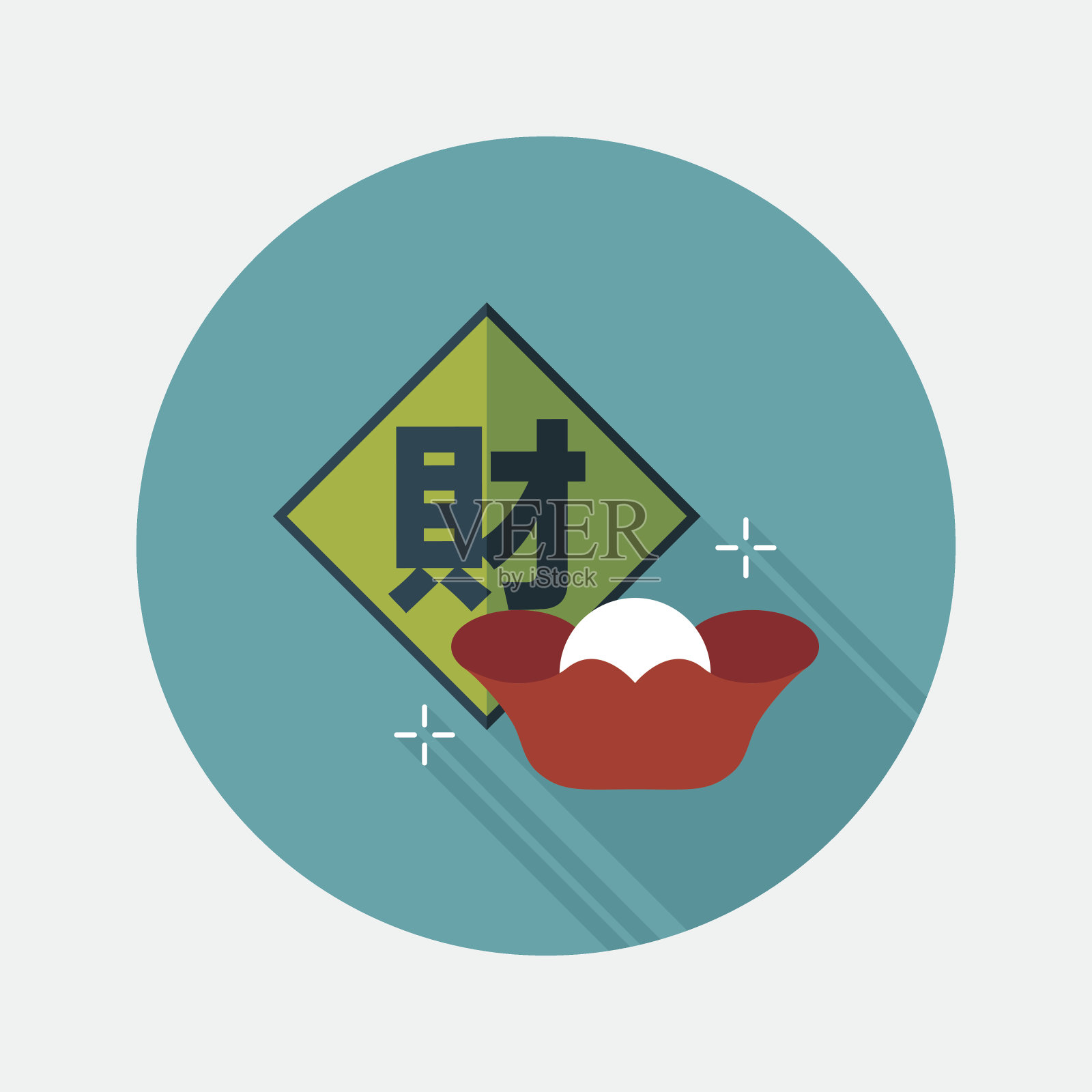 中国新年金锭装饰扁平图标，eps10图标素材